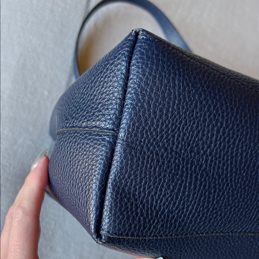 Tory Burch Navy Tote with Tassel and Pouch - Picture 3 of 7